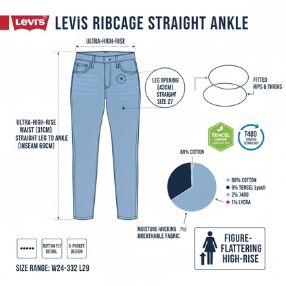 Levi's Jeans Ribcage Straight Ankle 726930282 Filter Her Blu Donna