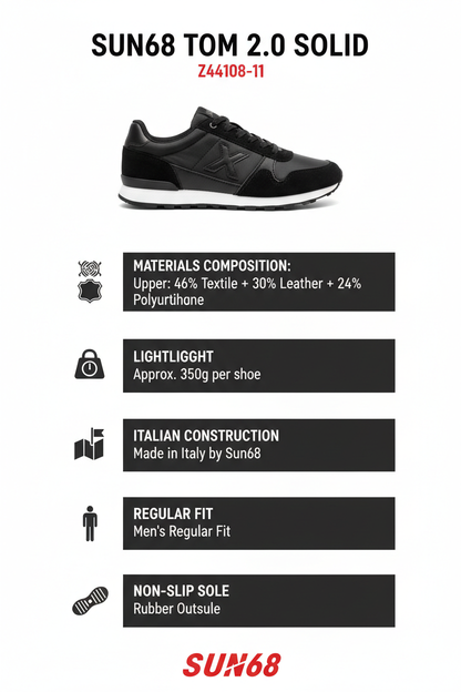 Sun68 Sneakers Tom 2.0 Solid Z44108-11 Nero Uomo