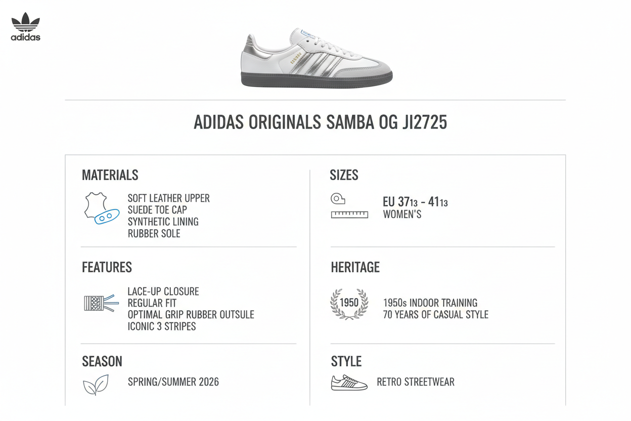 Adidas Originals Samba OG JI2725 Bianco Argento Donna