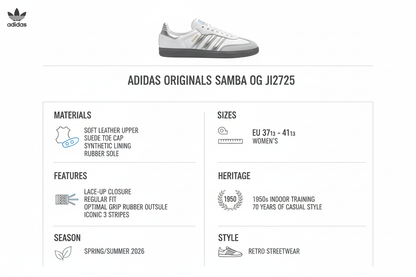 Adidas Originals Samba OG JI2725 Bianco Argento Donna