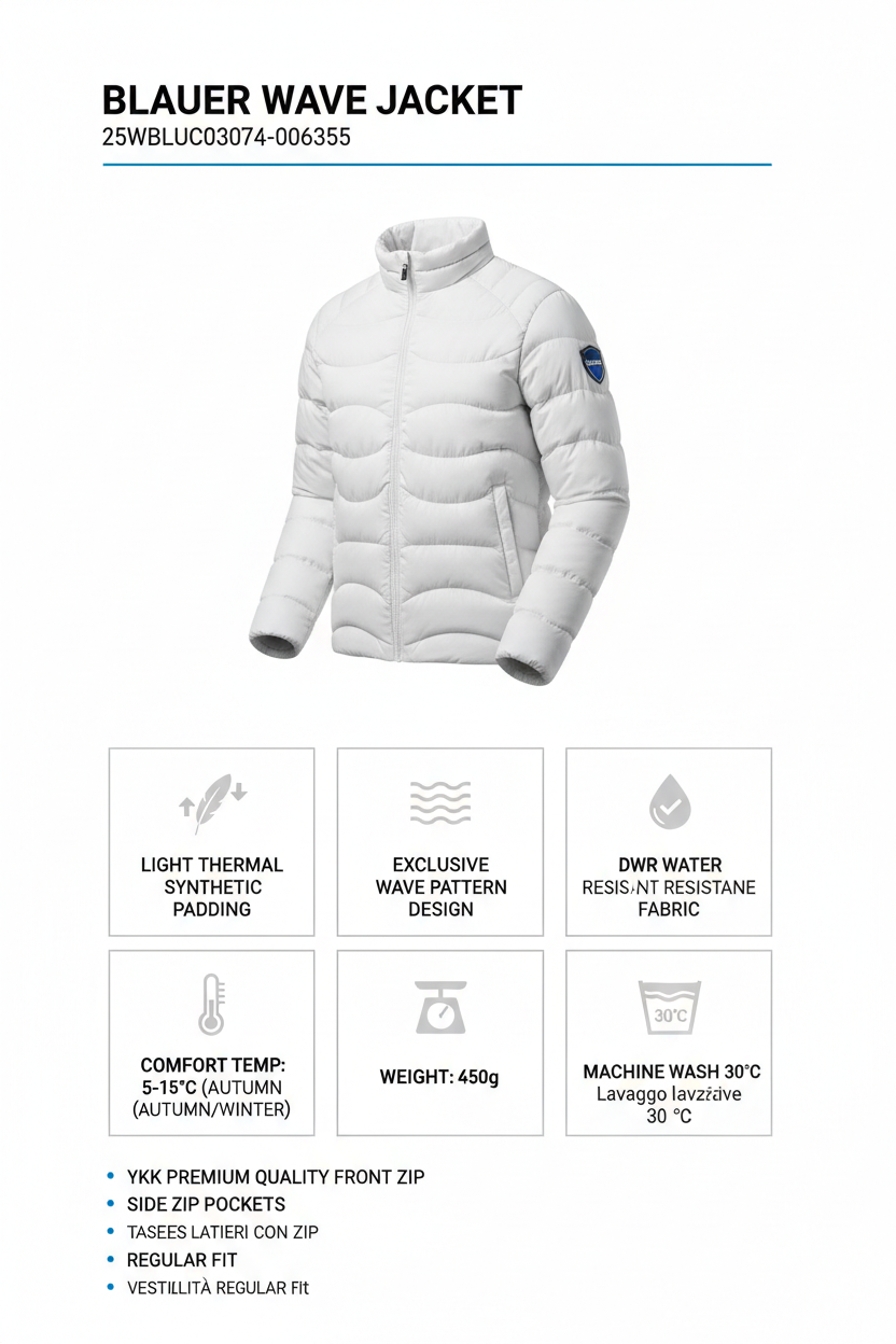 Blauer Giubbotto Wave 25WBLUC03074-006355 Bianco Uomo