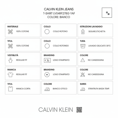 Calvin Klein T-shirt Logo LV04RF278G Bianco Manica Corta