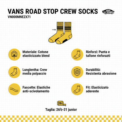 Vans Road Stop Crew VN000MNEZX71 Giallo Calze Junior