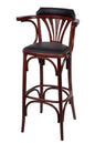 Bistro Stool Beech with Studded Faux Leather Armrests - Irish Pub Contract H75