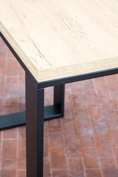 Ausziehbarer Tisch Tecno Libra mit anthrazitfarbenem Gestell, Maße 90x90/180 cm und 90x120/240 cm