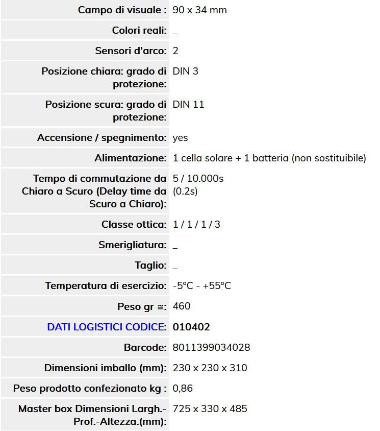Maschera per Saldare Deca Elettronica - DIN 3/11, MMA MIG MAG TIG