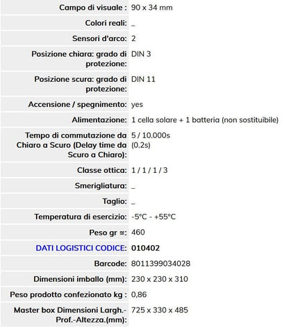 Maschera per Saldare Deca Elettronica - DIN 3/11, MMA MIG MAG TIG