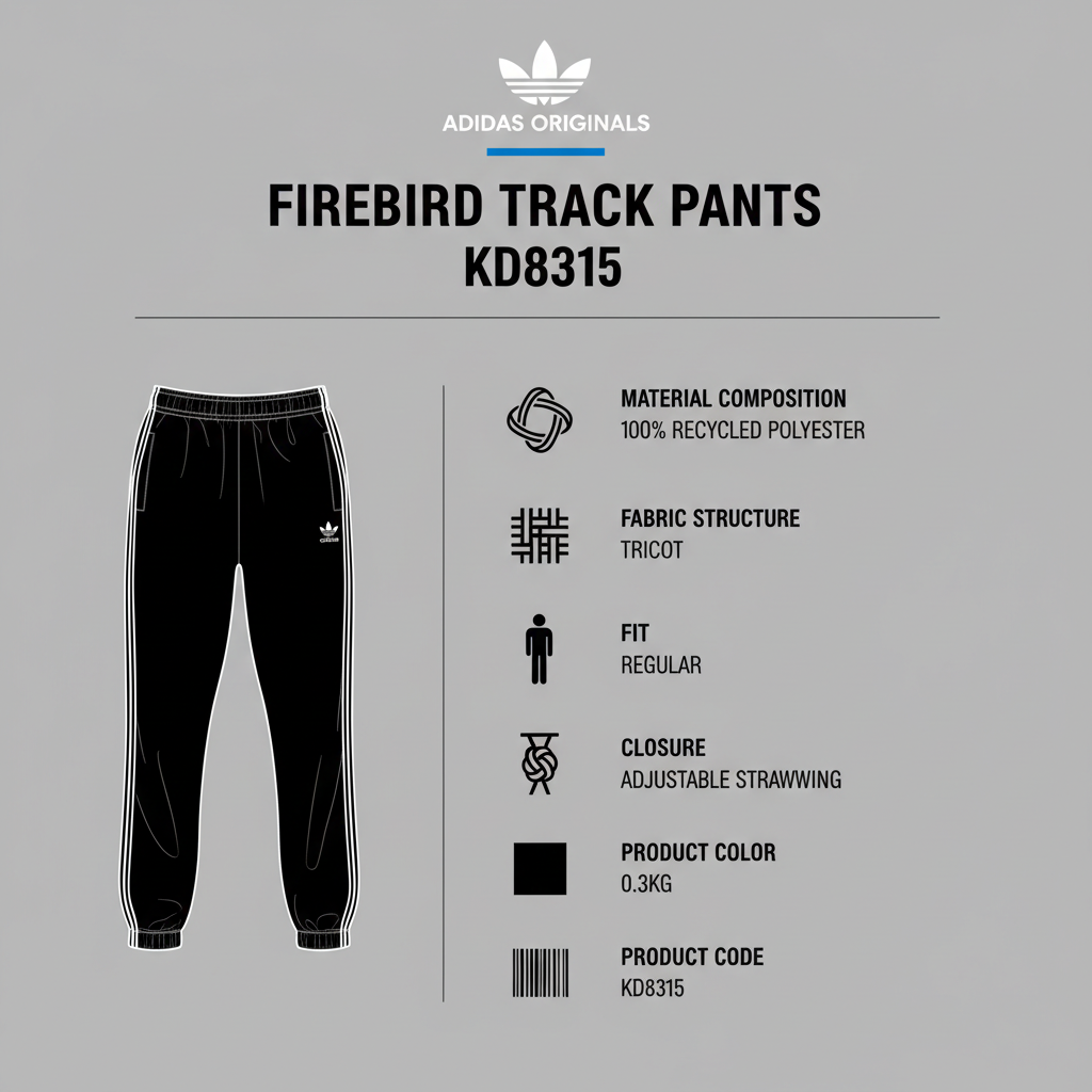 Adidas Originals Pantalone Firebird TP KD8315 Nero Uomo