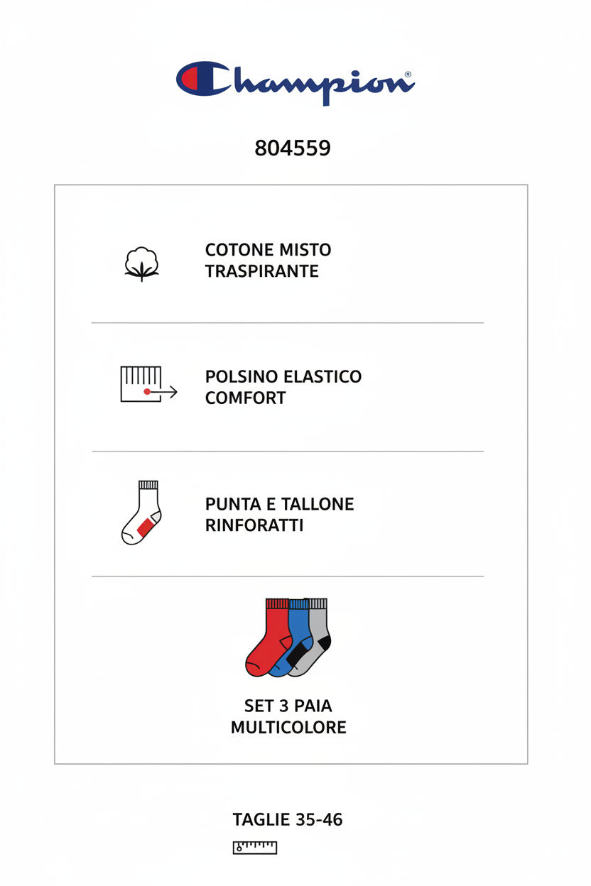 Champion Calze Corte 804559 Set 3 Paia Cotone Unisex