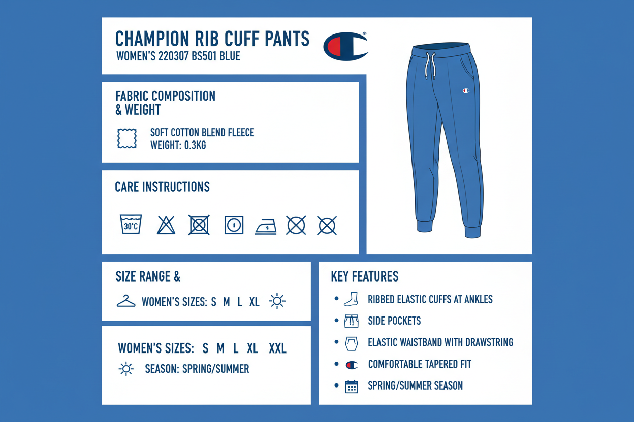 Champion Pantalone Donna Rib Cuff 220307 BS501 Blu