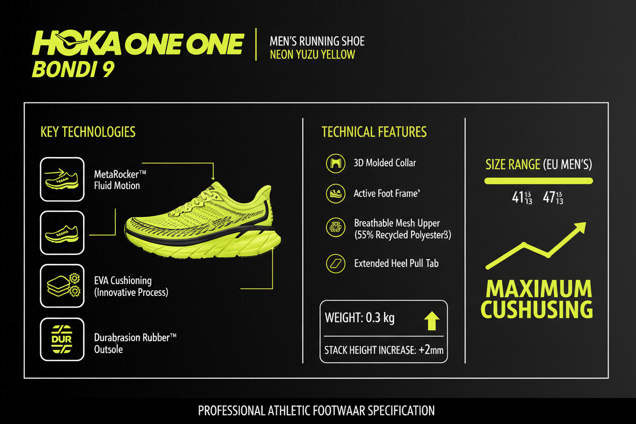 Hoka One One Bondi 9 Uomo Running 1162011-NYZS Neon Yuzu
