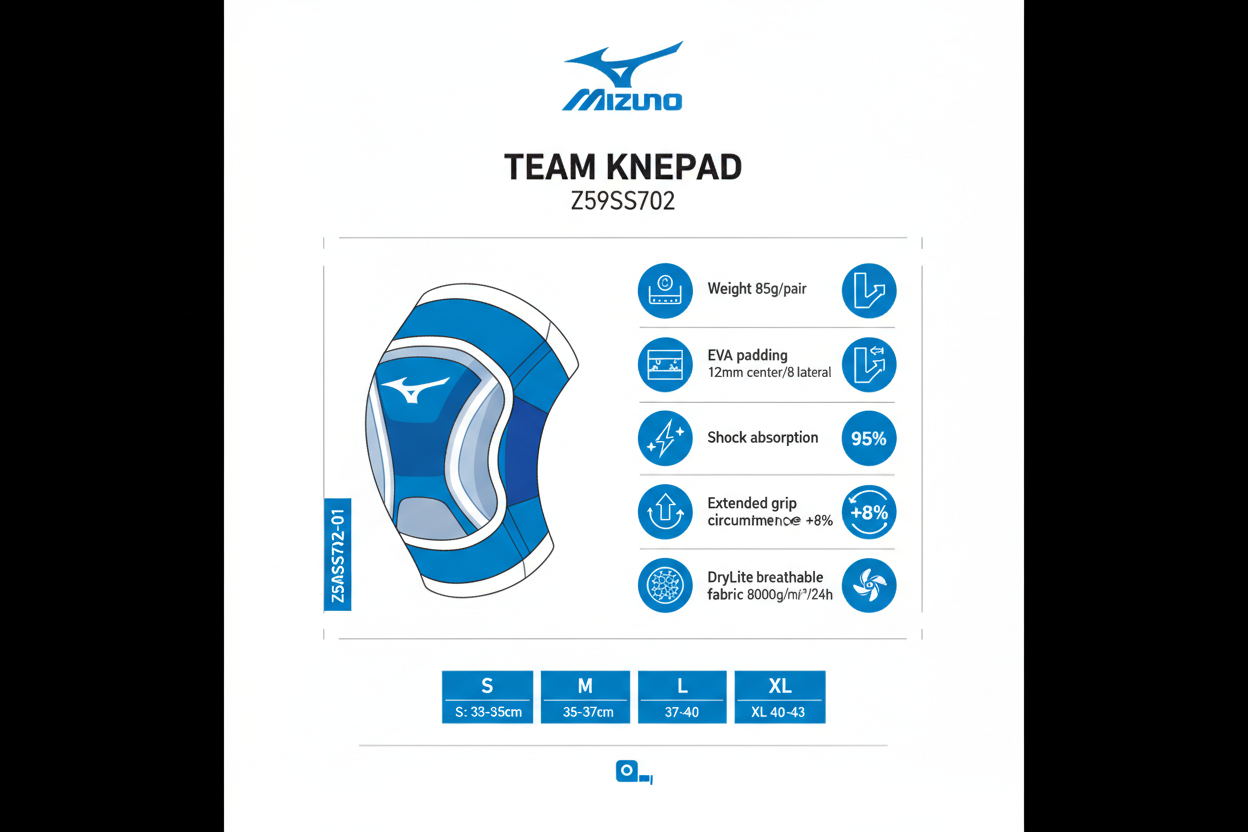 Mizuno Team Kneepad Z59SS702 Ginocchiere Pallavolo Lunghe Bianco
