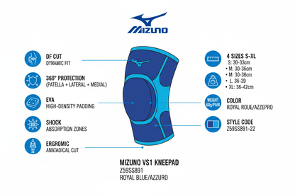 Mizuno Ginocchiere VS1 Kneepad Z59SS891 Azzurro Pallavolo DF Cut