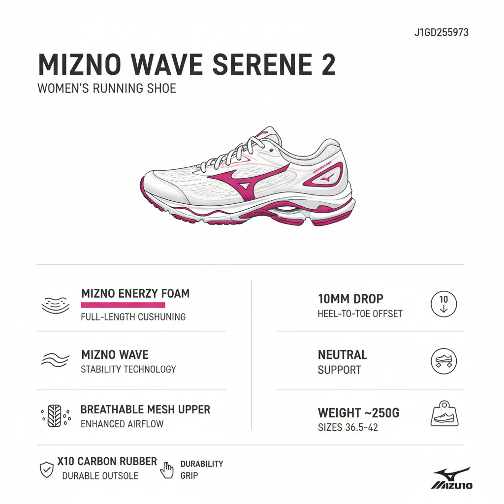 Mizuno Scarpa Running Donna Wave Serene 2 J1GD255973 Bianco