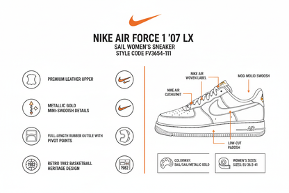 Nike Air Force 1 '07 LX Donna Sail Oro - FV3654-111