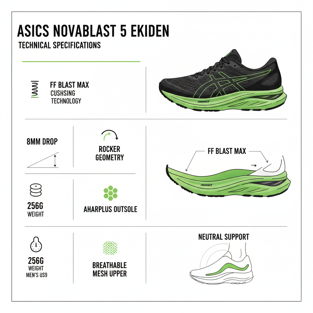 Asics Novablast 5 Ekiden Scarpa Running Uomo Verde Nero 1011C224-300