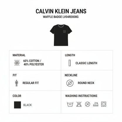 Calvin Klein Jeans T-shirt Waffle Badge LV04RD008G Nero Regular Fit