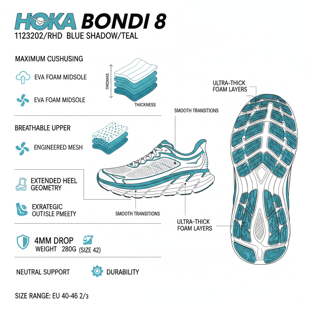 Hoka Bondi 8 1123202/RHD Blue Shadow Teal Running Uomo