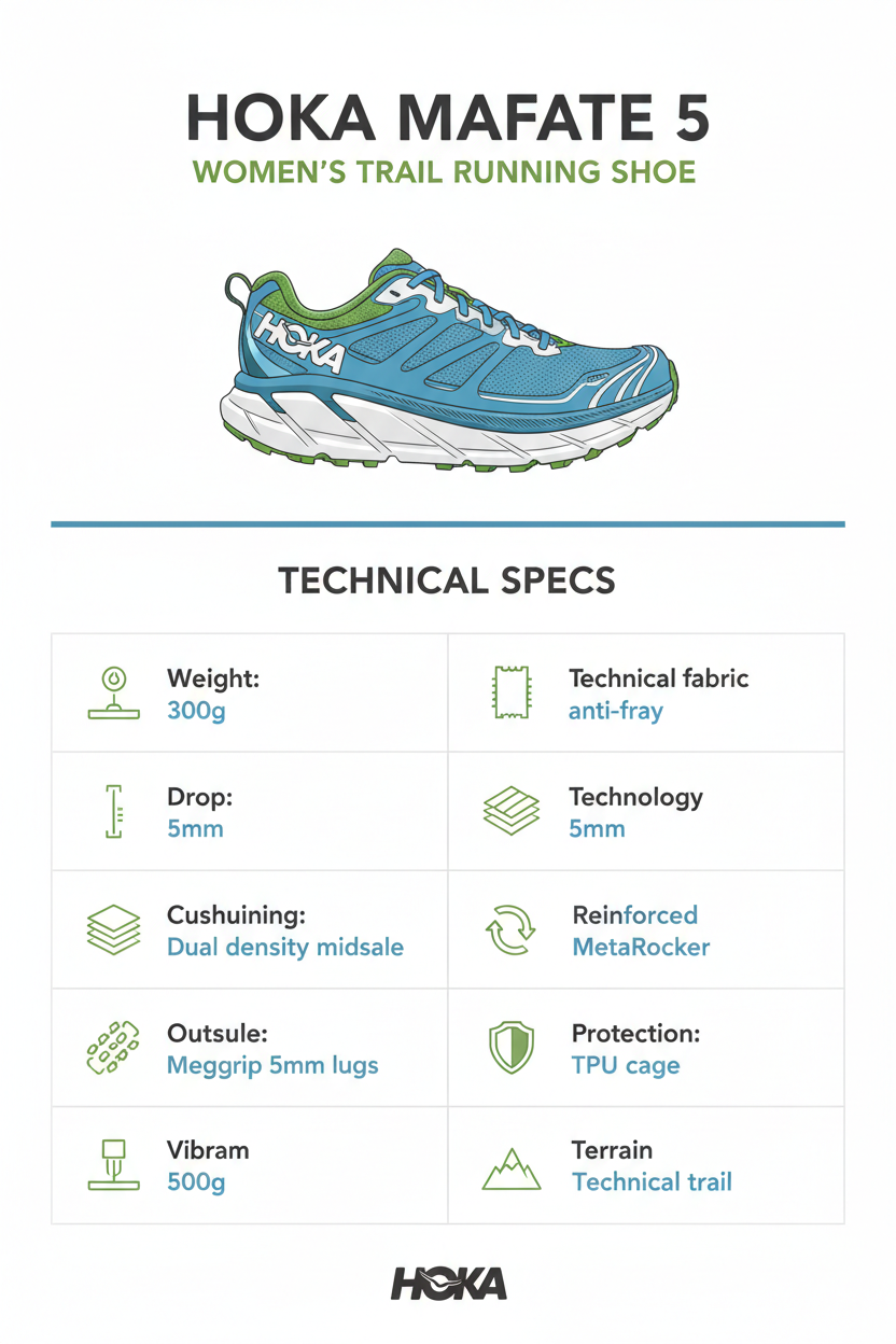 Hoka Mafate 5 Scarpa Trail Donna Blu Rosmarino - 1168723/ABNT
