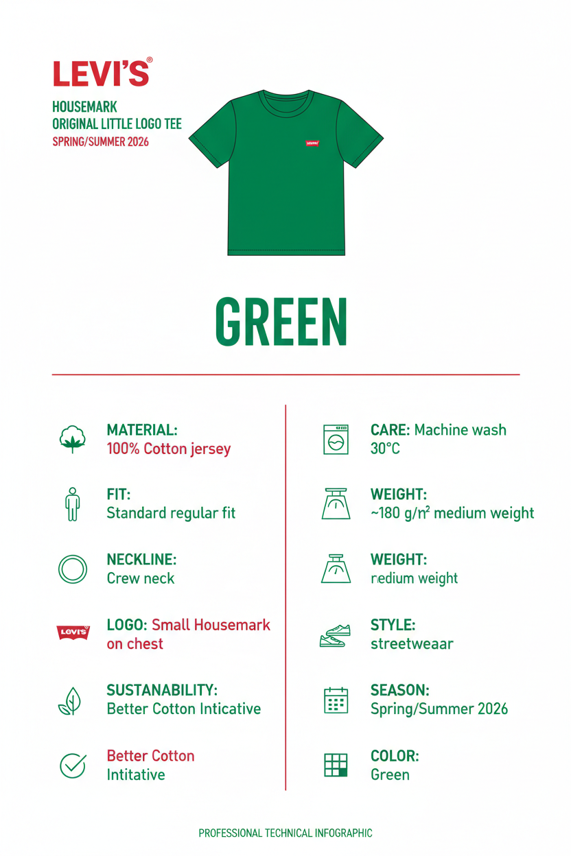 Levi's T-shirt Uomo Housemark Original Little Logo 566050021 Verde