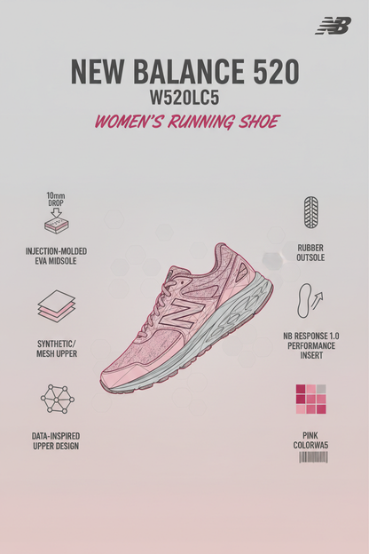 New Balance 520 W520LC5 Rosa Scarpe Running Donna