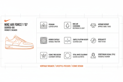 Nike Air Force 1 '07 DD8959-100 Bianco Donna Sneakers Pelle Premium Piattaforma