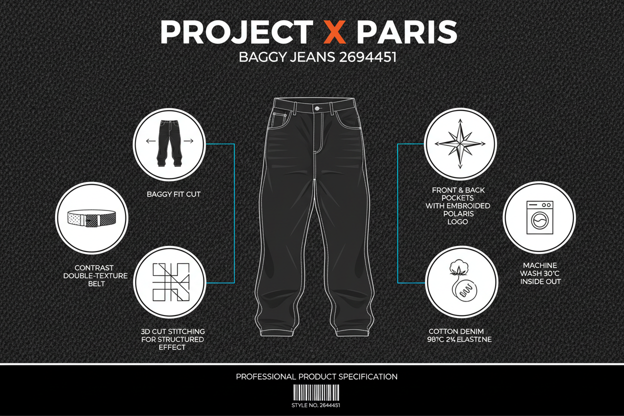 Project X Paris Jeans Baggy 2694451 Nero Uomo Denim Cotone