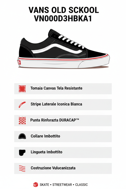 Vans Lifestyle Sneakers Old Skool Unisex Nera Total Black - VN000D3HBKA1