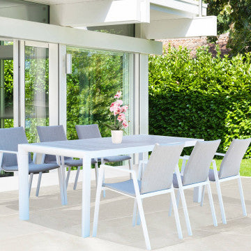 Tavolo Carson 195 x 90 - Struttura in alluminio con piano in ceramica effetto legno