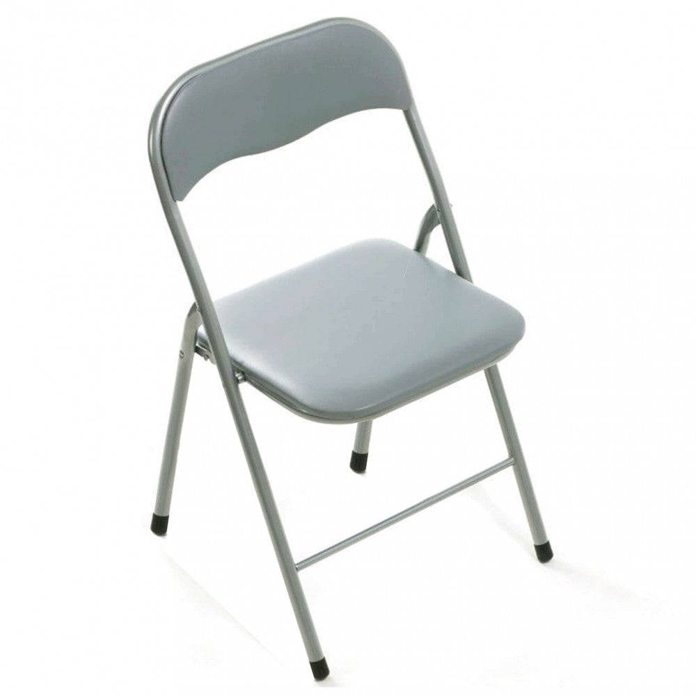Sedia Pieghevole Slim- Grigia Chiara Opaca - PVC e Acciaio