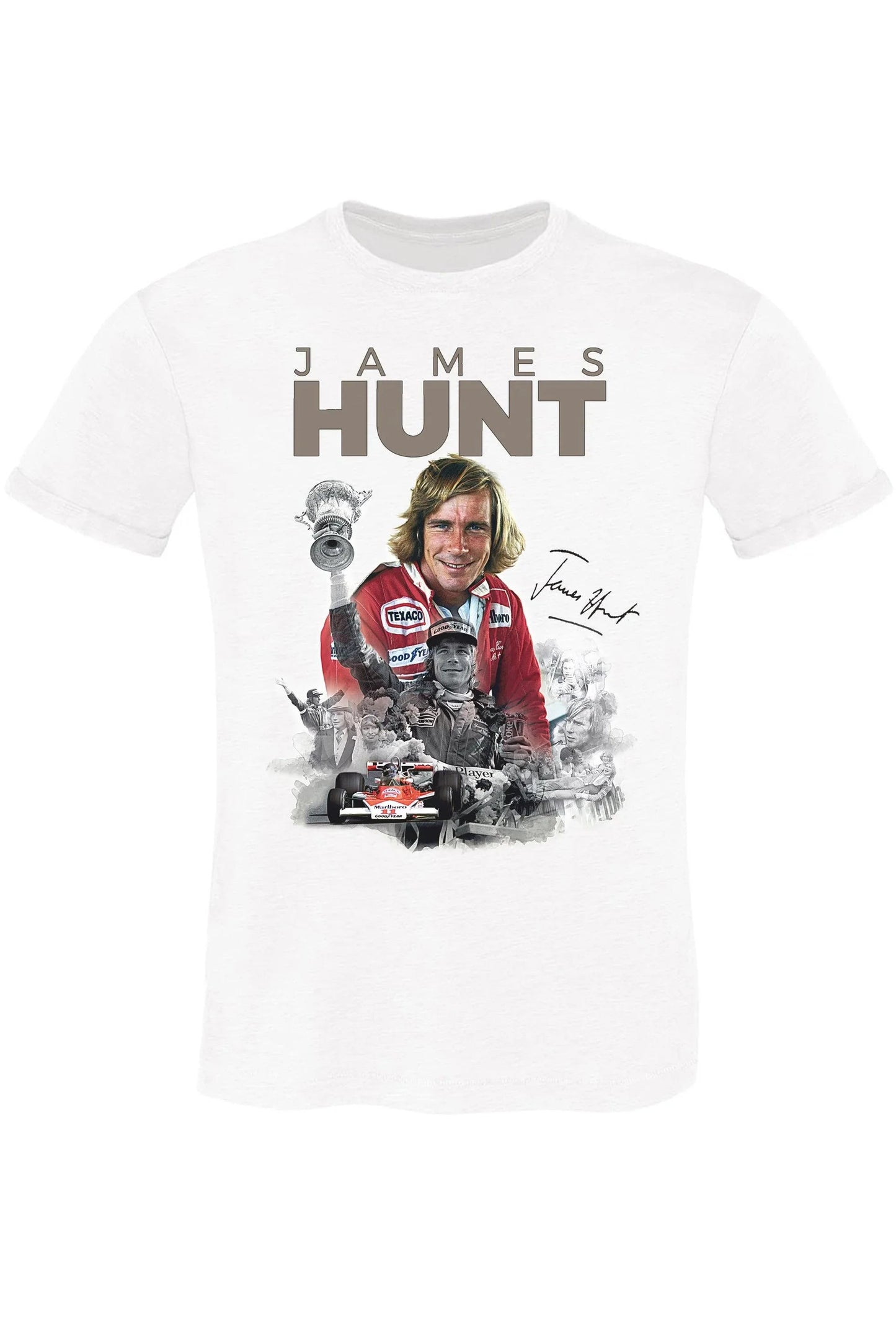 The Legend James Hunt - T-shirt Uomo Cotone Fiammato