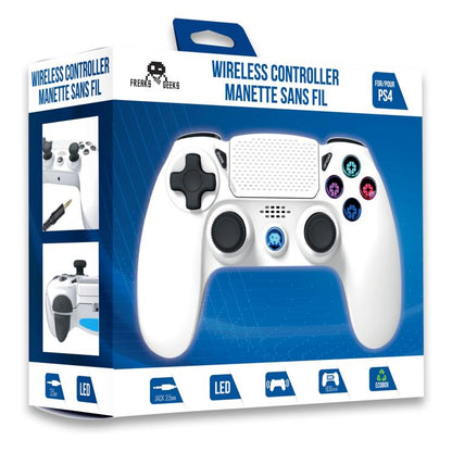 Freaks Controller PS4 Wireless mit beleuchteten Tasten Gamepad kabellos Weiß