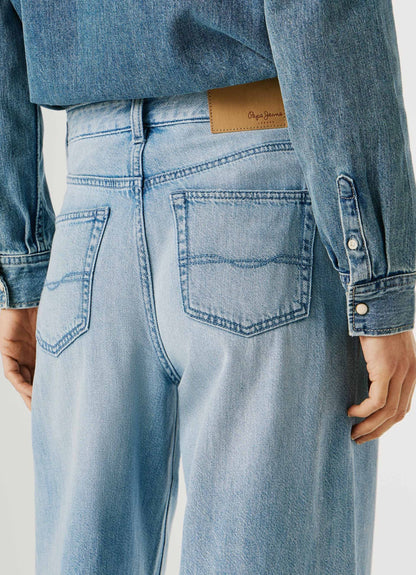 Pepe Jeans Jaimy PL20474042W02 Jeans Donna Wide Leg Vita Alta Blu Chiaro