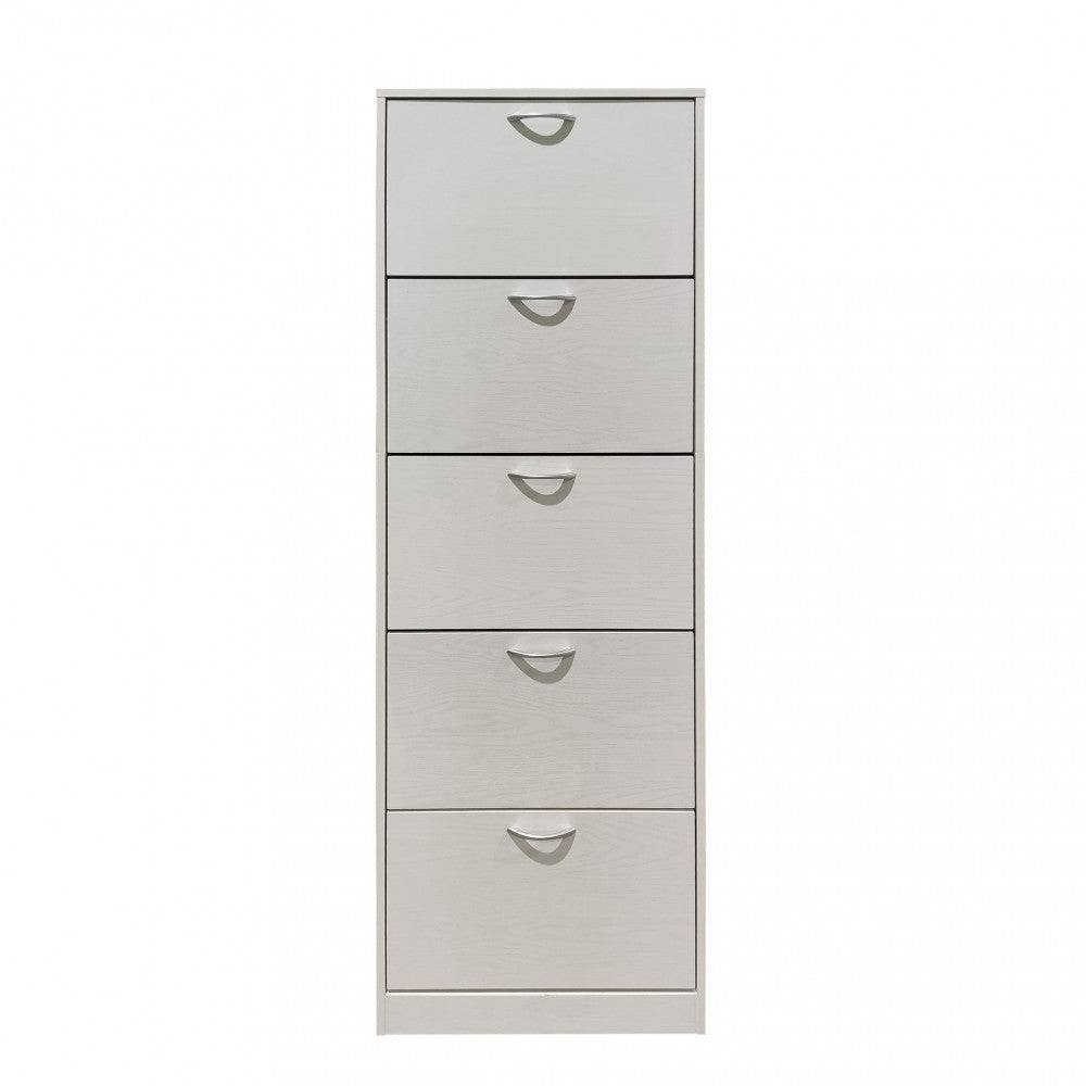 Scarpiera Legno 5 Ante Susie Bianca - 60x24x180cm, Color Bianco