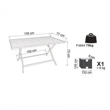 Klapptisch Aluminium Alabama 70 x 130