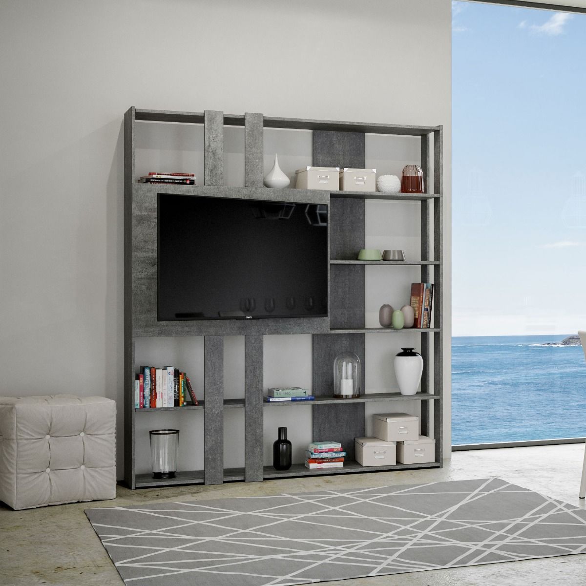 Libreria Multifunzionale Porta TV Kato 178x204x36 cm