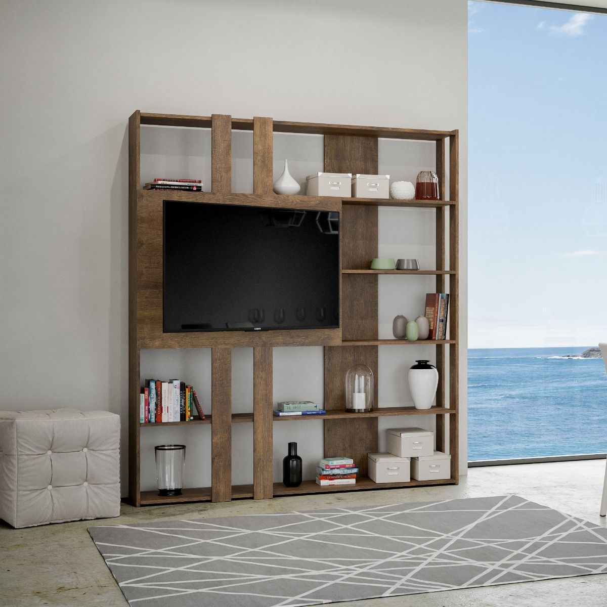Libreria Multifunzionale Porta TV Kato 178x204x36 cm