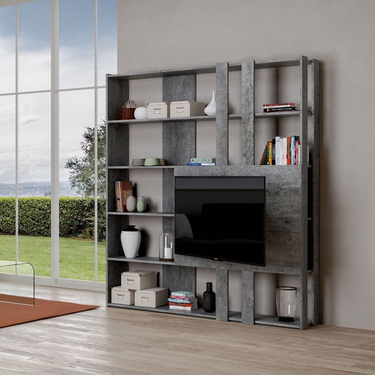 Libreria Multifunzionale Porta TV Kato 178x204x36 cm