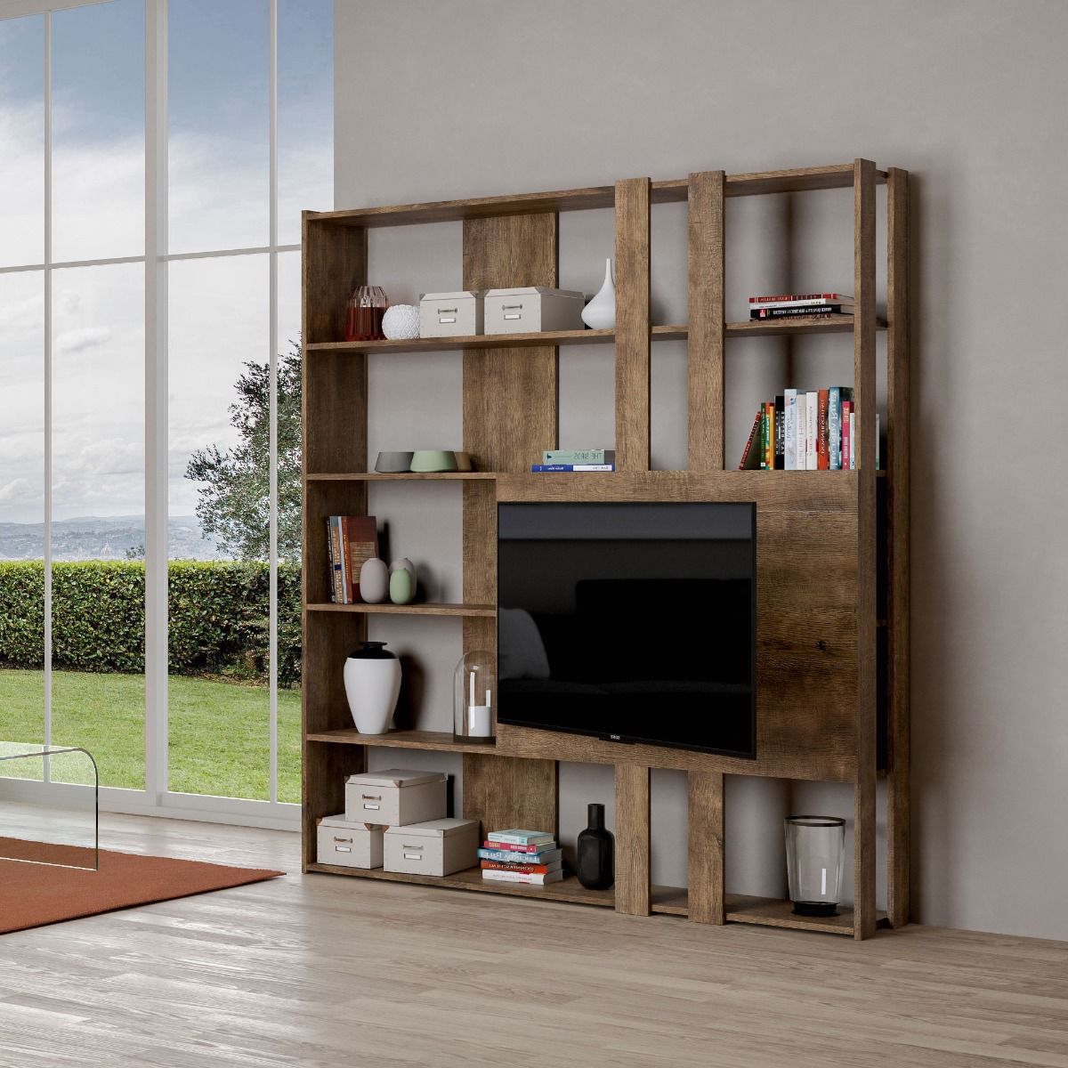 Libreria Multifunzionale Porta TV Kato 178x204x36 cm