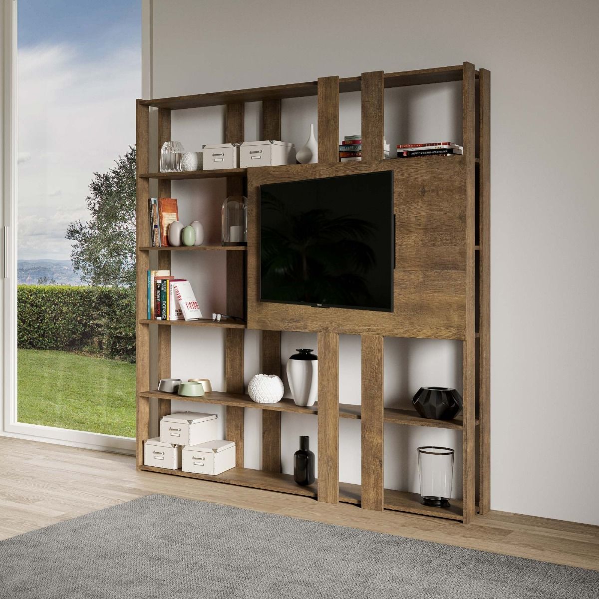 Libreria Multifunzionale Porta TV Kato 178x204x36 cm