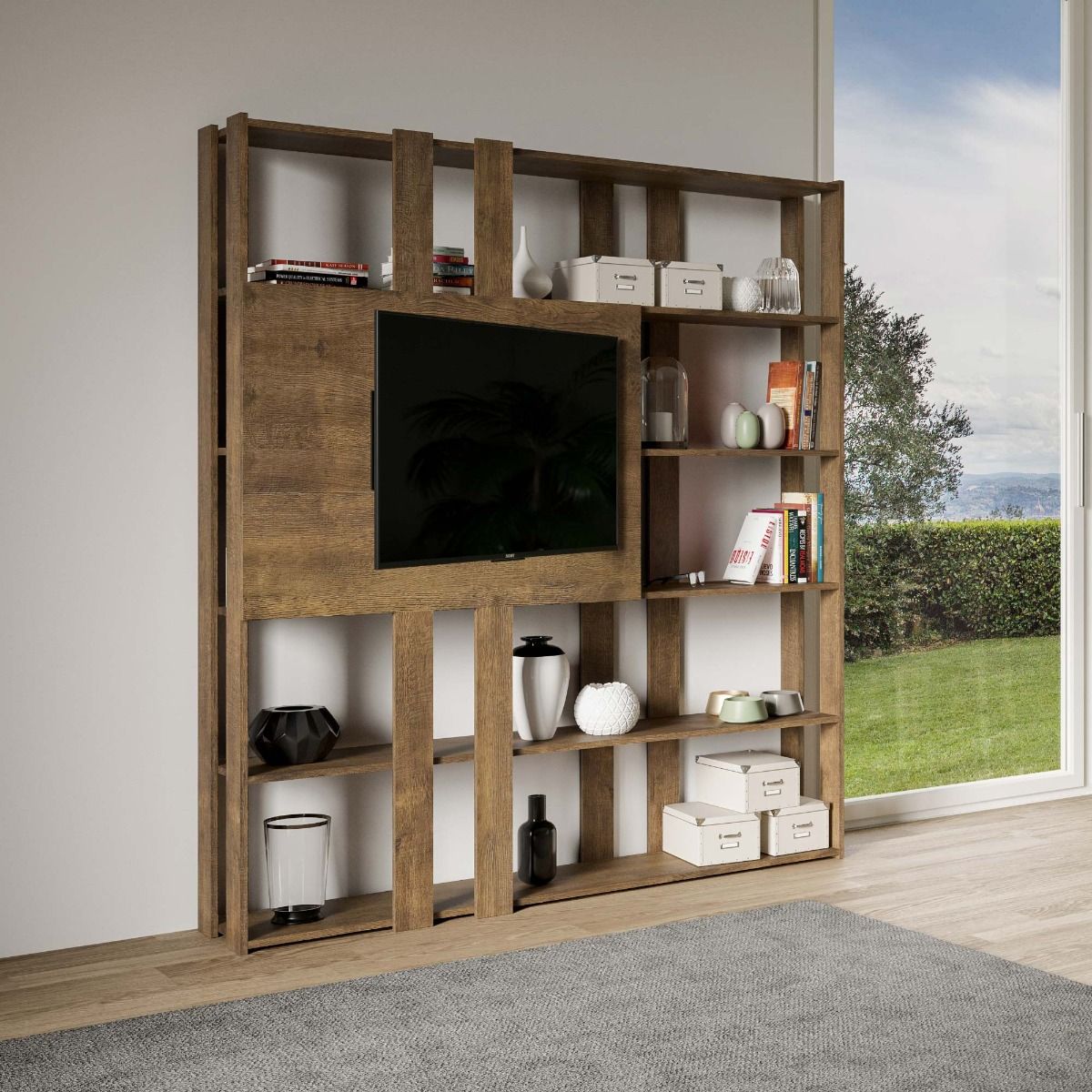 Libreria Multifunzionale Porta TV Kato 178x204x36 cm