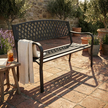 Panchina in acciaio verniciato antracite 128x56x85 cm peso 18 kg
