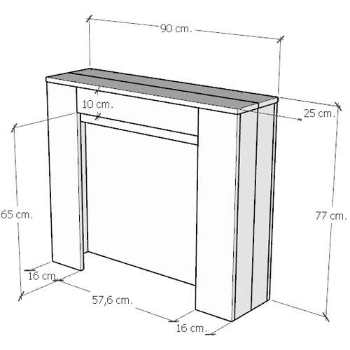 Ausziehbarer Konsolentisch Kiba 90x25/211 cm