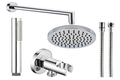 Kit doccia rotondo con soffione e braccio cromato diam. 25