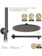 Black Matte Round Restyling Shower Kit with Arm, Water Outlet, Hand Shower, and Shower Head metaform