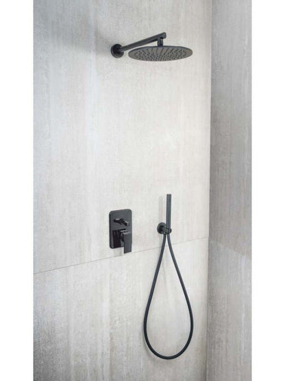 Kit Restyling Doccia Nero Opaco Tondo Braccio Presa Acqua Doccetta e Soffione metaform