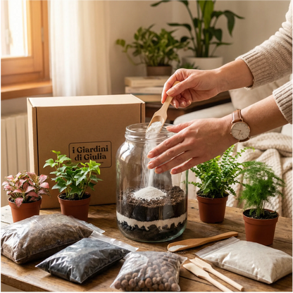 Kit per terrarium fai da con piantine senza contenitore