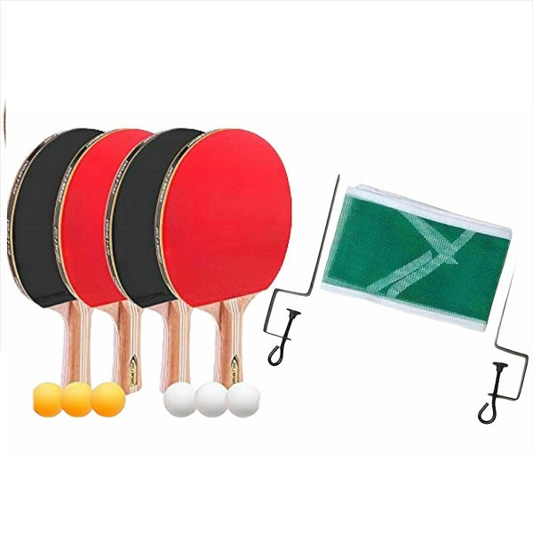 Set Ping Pong Racchette + 3 Palline + Rete Con Morsetti Gioco Tennis Da Tavolo