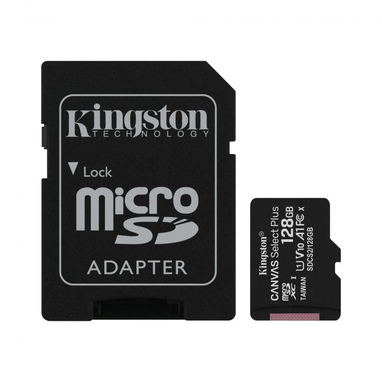 Kingston Micro Sd 128Gb + Adattatore Canvas Plus Sdcs2 Classe 10 100Mb/S