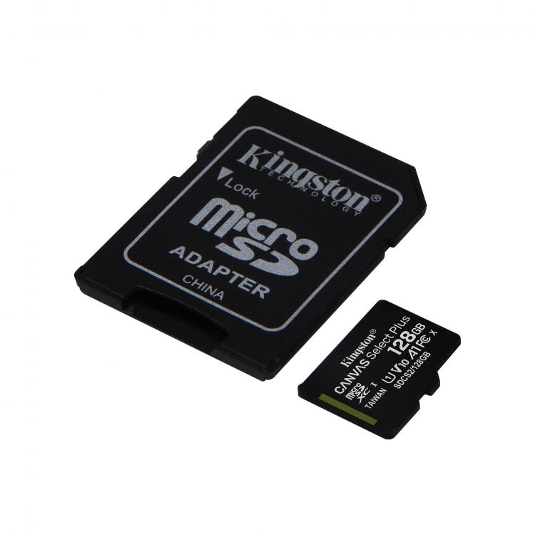Kingston Micro Sd 128Gb + Adattatore Canvas Plus Sdcs2 Classe 10 100Mb/S